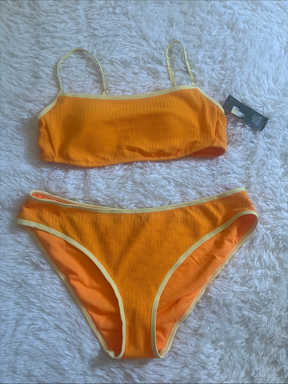 NWT Wild Fable Orange Textured 2 Piece Bikini Swim Set Size XL
